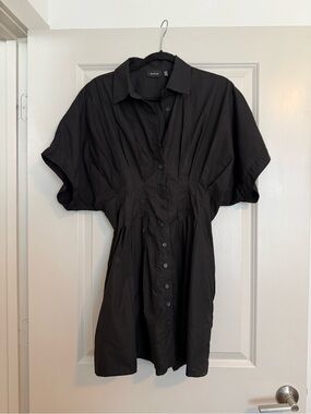 RD Style BLACK POPLIN MINI DRESS